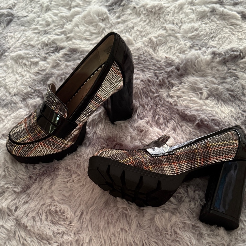 Betsey Johnson Black and Multicolor Platform Heels